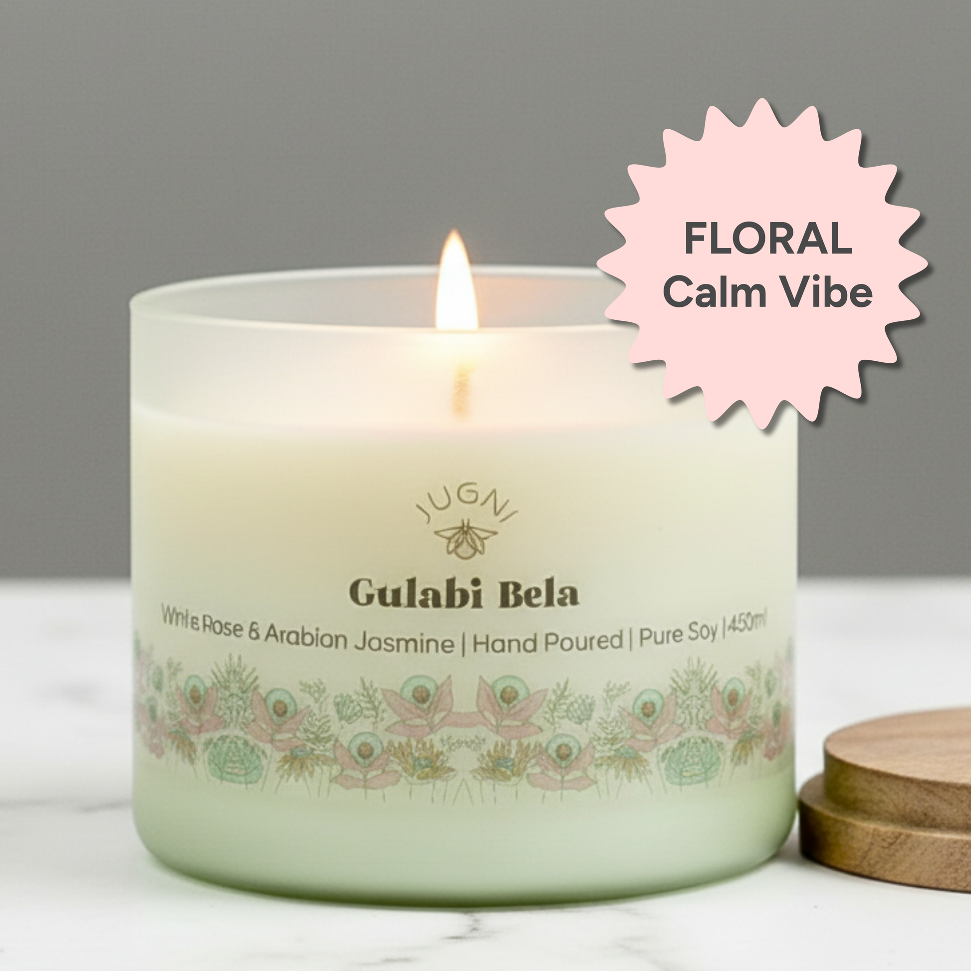 Jugnilifestyle Aroma Candle: Gulabi Bela - Soy Wax Scented Candle