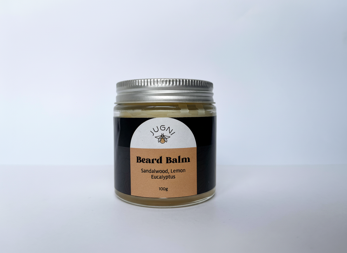 Jugnilifestyle Beard Balm: Sandalwood, Lemon, Orange - Natural Beard Styling Balm
